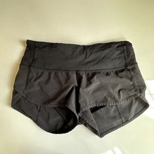 Lululemon speed up shorts, size 2, black color, low rise